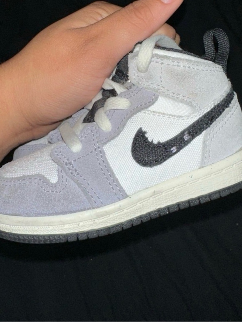Jordan Kids' High-Top Sneakers — Light Gray, White, Black